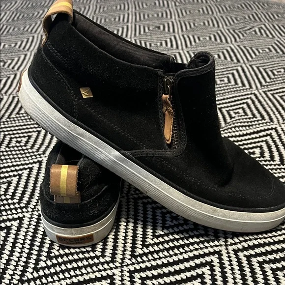 Sperry Black Ankle Boots with Tan Accents - Picture 8 of 8